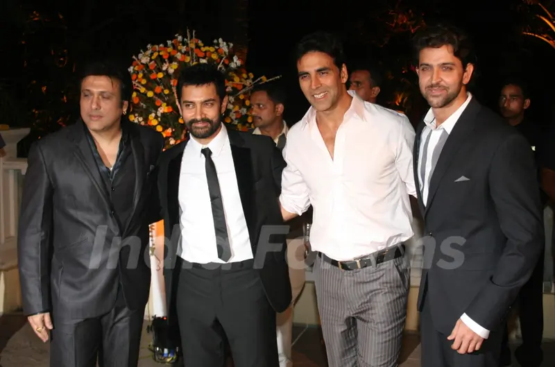 Aamir with Akshay, Hrithik and Govinda at Imran Khan and Avantika Malik's Wedding Reception Party
