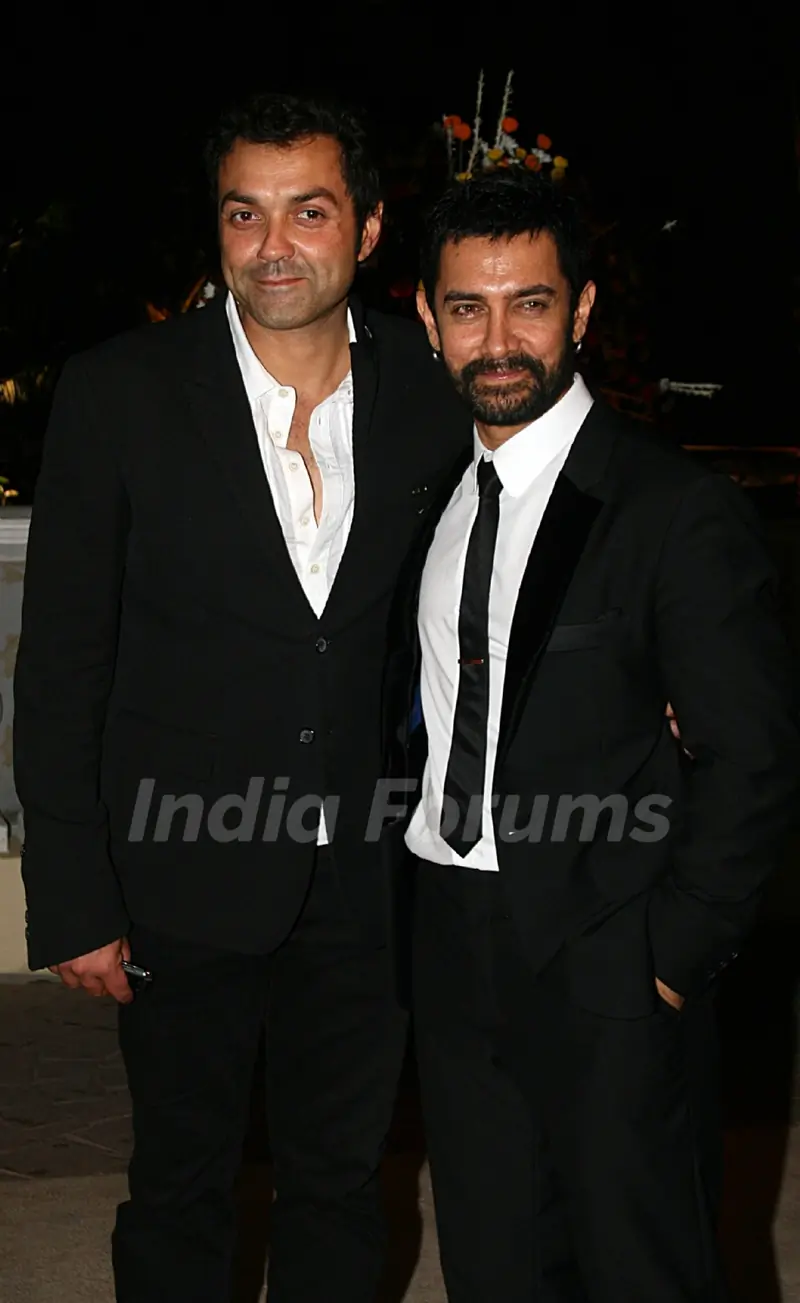 Aamir and Booby Deol at Imran Khan and Avantika Malik's Wedding Reception Party at Taj Land's End