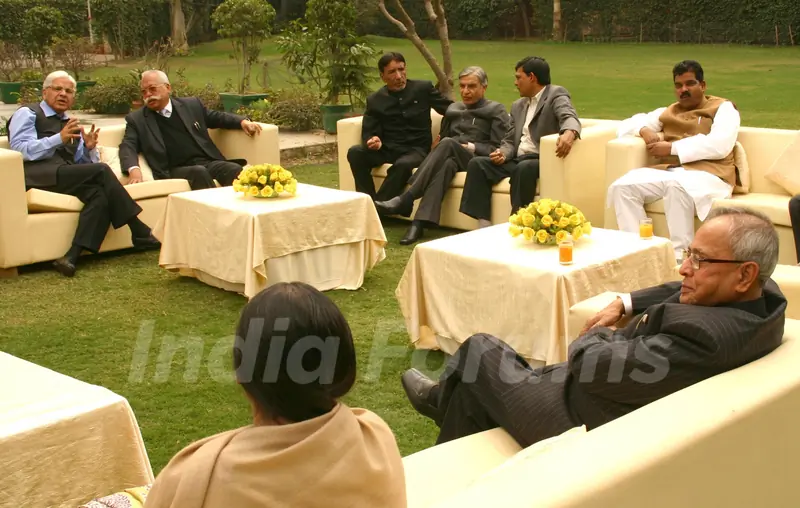Lok Sabha Speaker Meira Kumar and Union Finance Minister Pranab Mukherjee during a meeting with political leaders in New Delhi on Mon. .