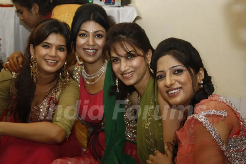 Debina Bonnerjee with her friends in their mehendi ceremony