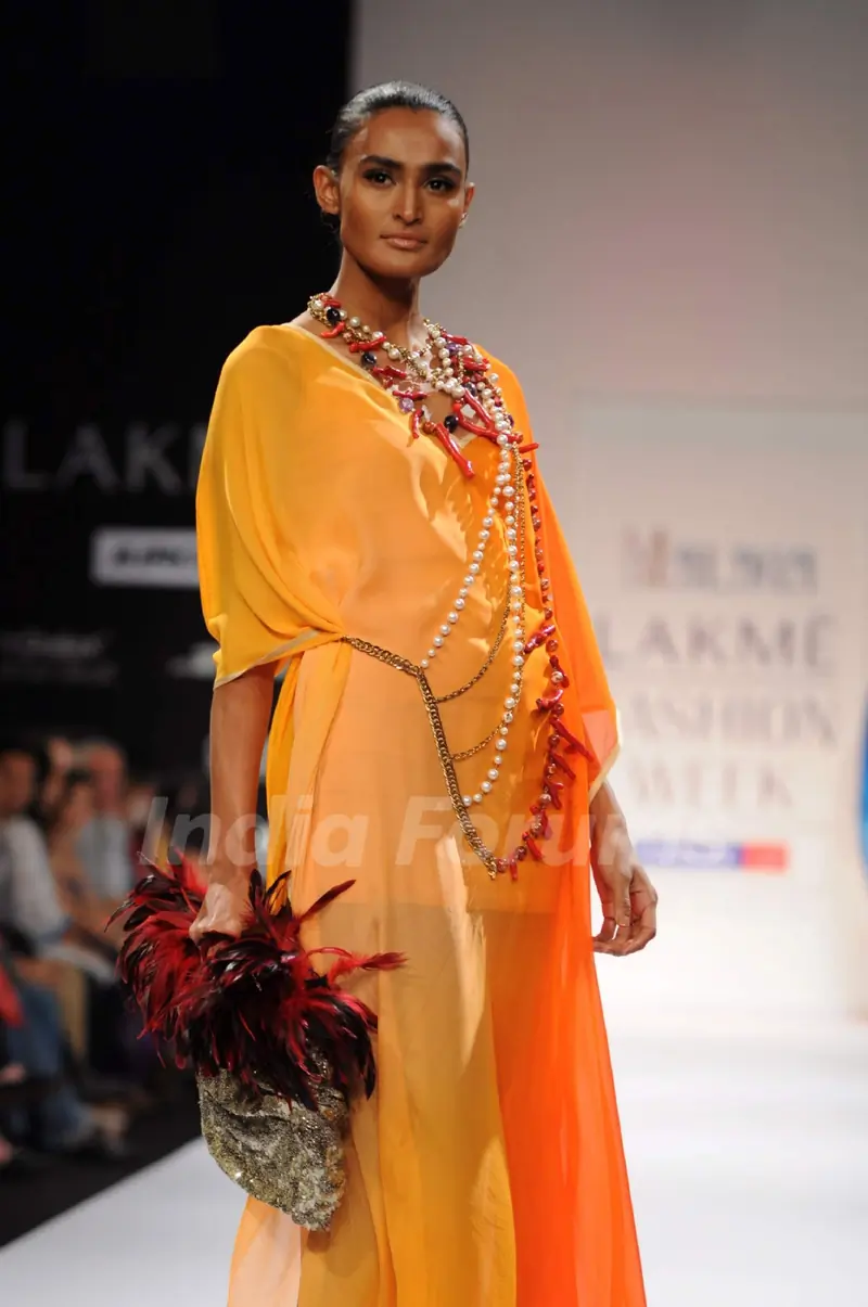 Model on day 3 Lakme Fashion Week for designer Malaga and Malini Agarwalla. .