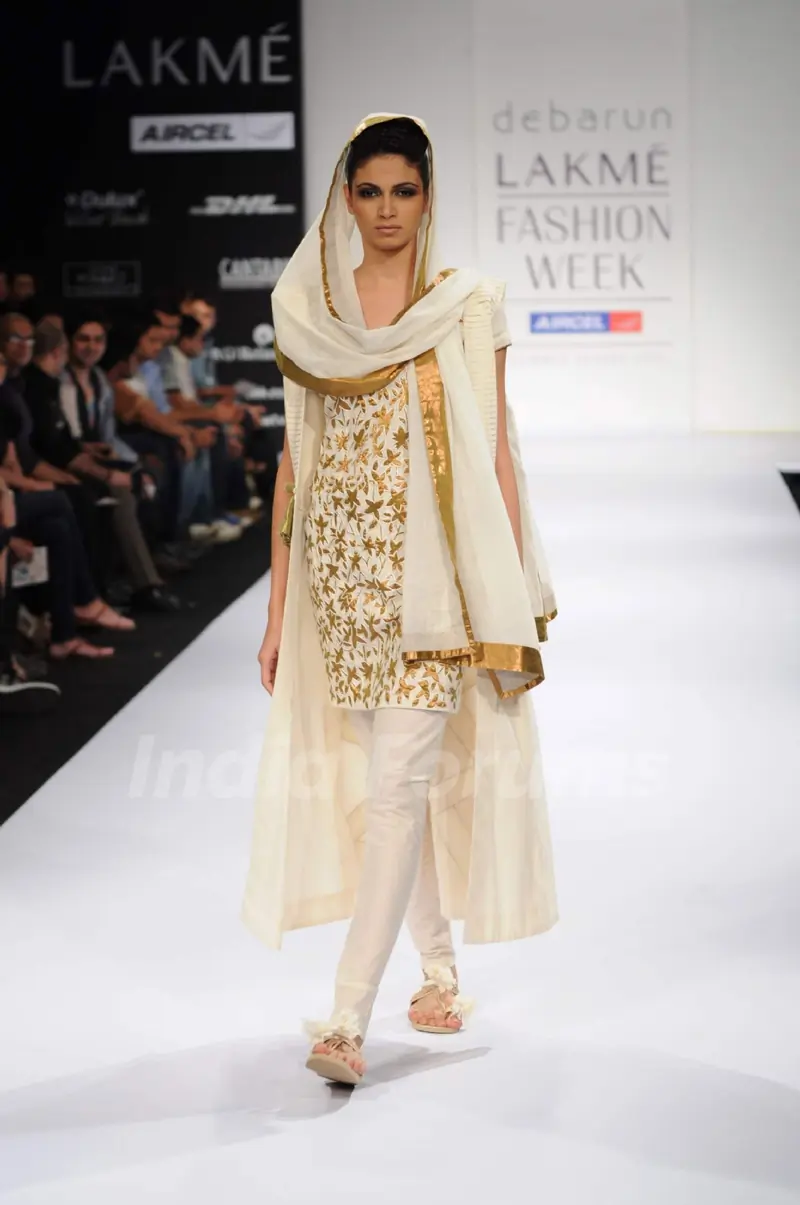 Model on day 3 Lakme Fashion Week for designer Debarun. .
