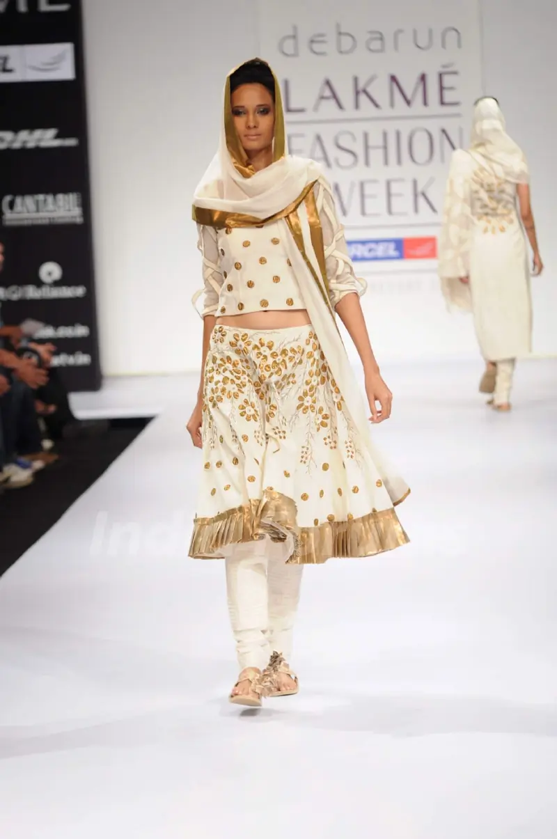 Model on day 3 Lakme Fashion Week for designer Debarun. .