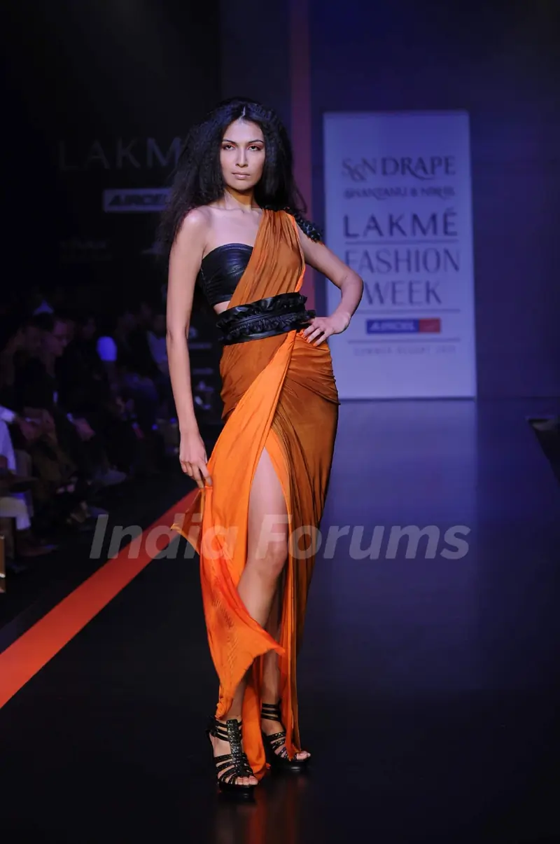 Model on day 3 Lakme Fashion Week for designer Nikhil Shantanu. .