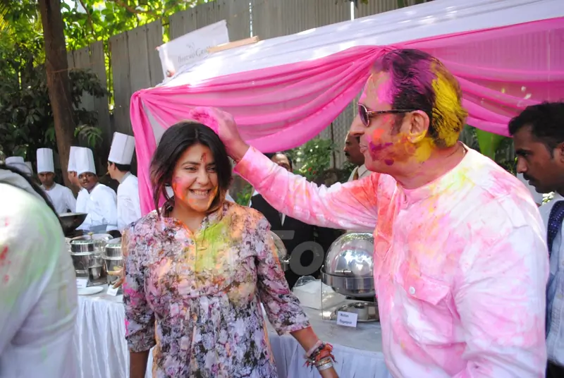 Ekta Kapoor & Gulshan Grover at Holi Party at Versova