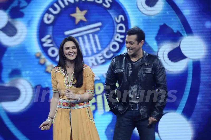 Preity and Salman on the sets of Guinness World Records at RK Studios. .
