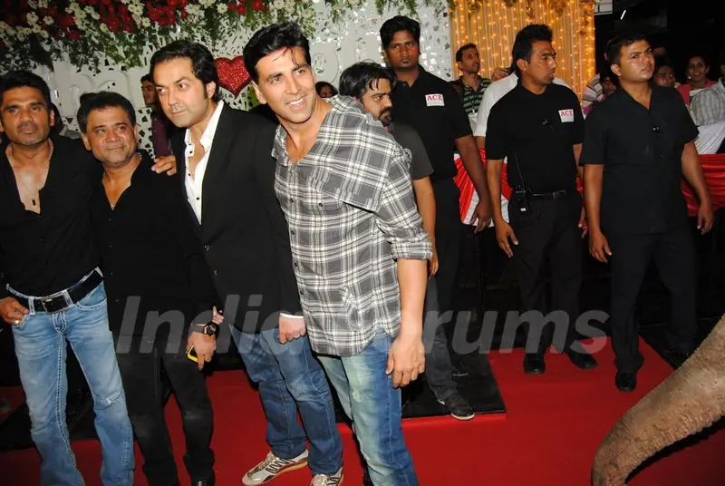 Anees Bazmee with Akshay, Sunil and Bobby at Premiere of Thank You movie at Chandan, Juhu, Mumbai