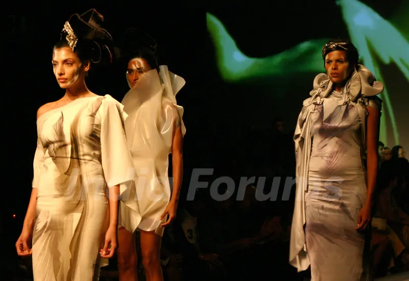 Models showcasing designer Gaurav Gupta's creation at the Wills Lifestyle India Fashion Week autumn winter 2011,in New Delhi on Saturday 9 April 2011. .