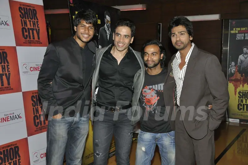 Sundeep Kishan, Tusshar Kapoor, Pitobash Tripathy and Nikhil Dwivedi at Shor In The City premiere