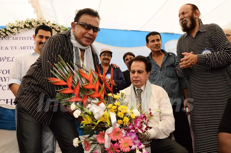 Dilip Kumar and Mithun at CINTAA celebrations at Andheri. .