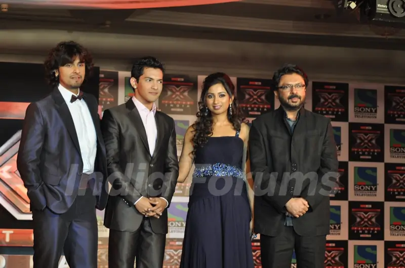 Sonu Nigam, Aditya Narayan, Shreya Ghosal and Sanjay Leela Bhansali at 'X Factor India' Launch