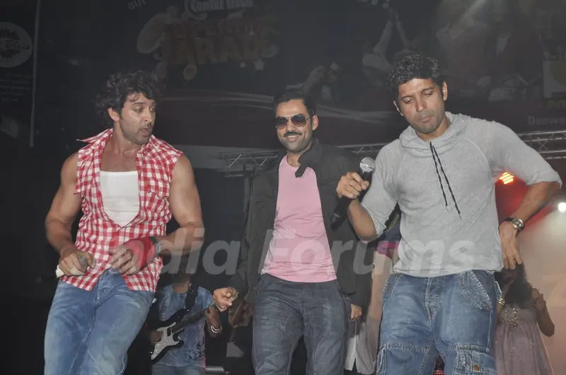 Hrithik, Farhan and Abhay at Music launch of movie 'Zindagi Na Milegi Dobara' at Nirmal Lifestyle