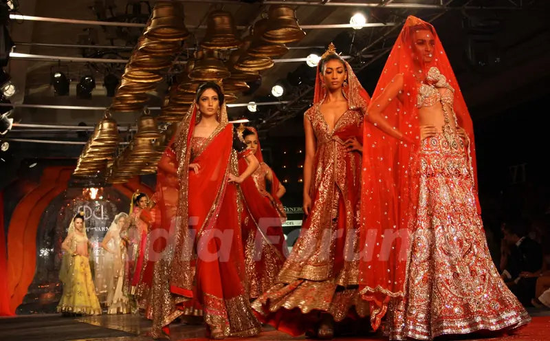 Models showcasing designer Suneet Verma's creations at the Synergy1 Delhi Couture Week,in New Delhi