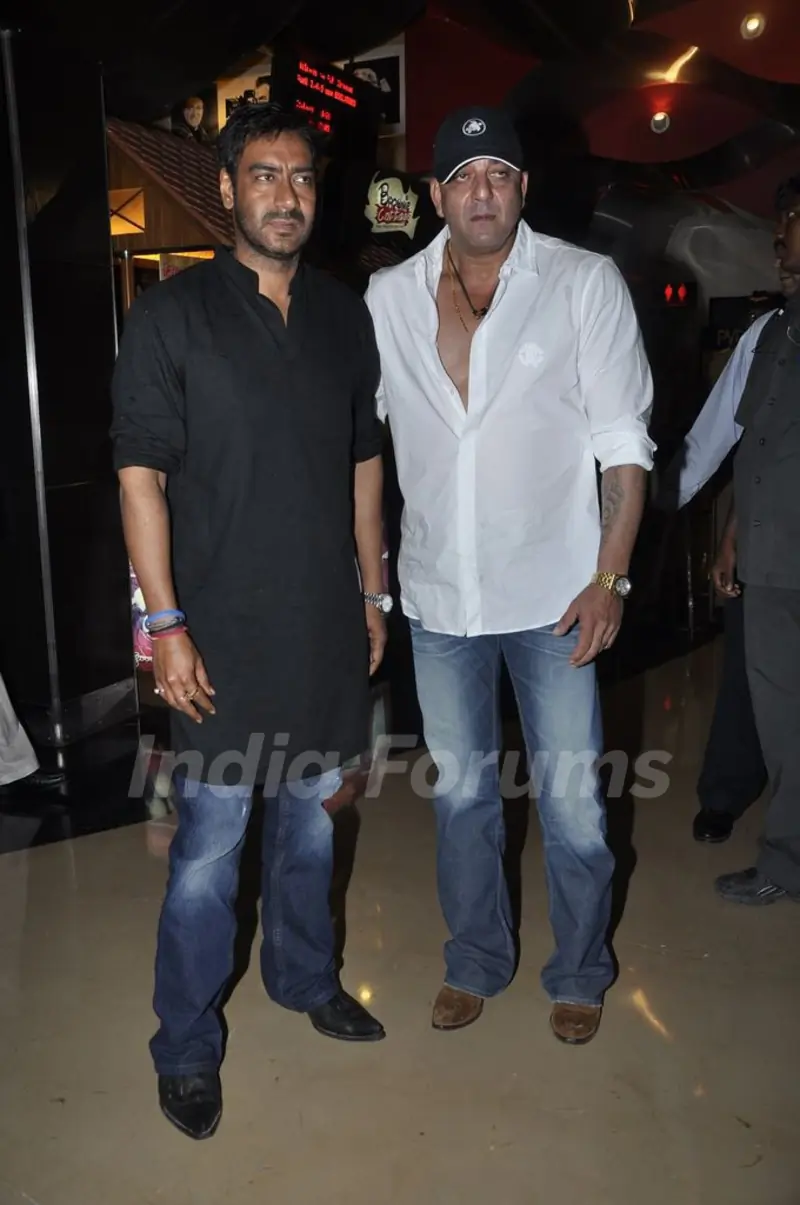 Ajay Devgan and Sanjay Dutt Amitabh Bachchan unveiled Rascals first look at PVR, Juhu. .
