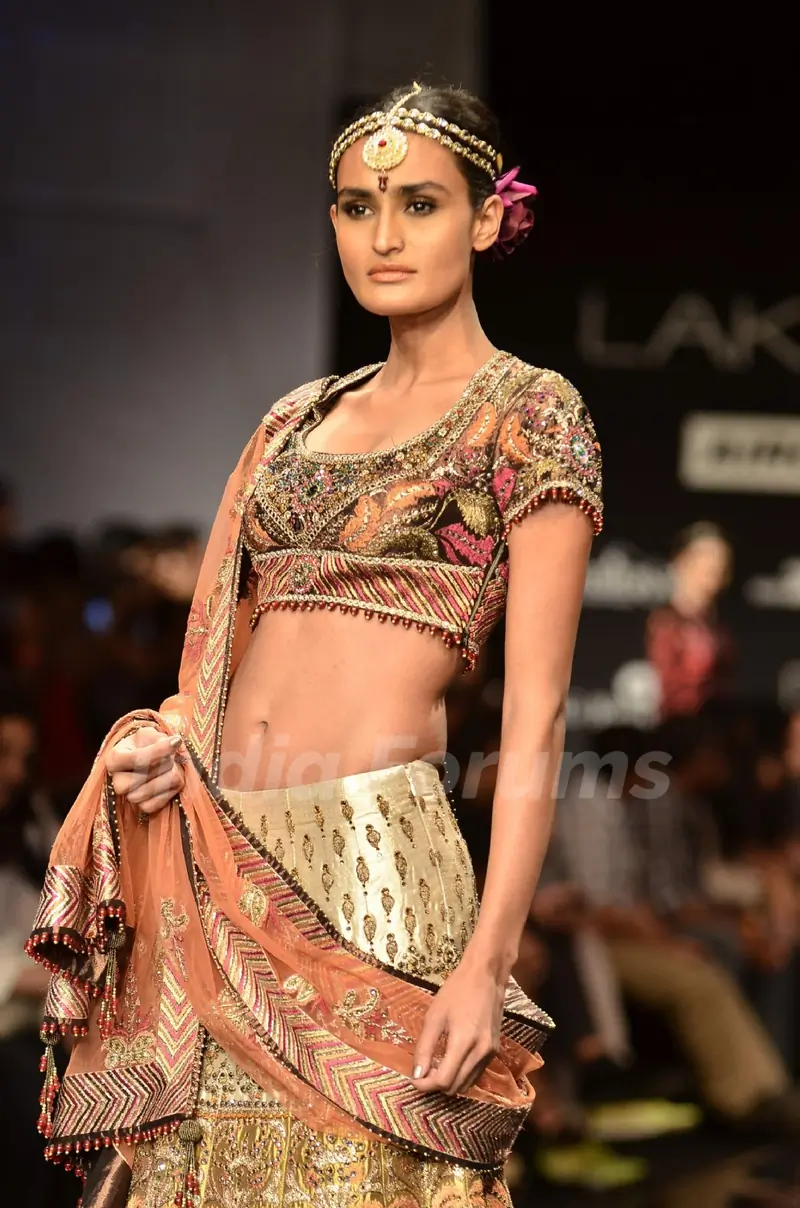 Model display the designer JJ Valaya's collection during the first day of Lakme fashion week winter/festive 2011, in Mumbai. .