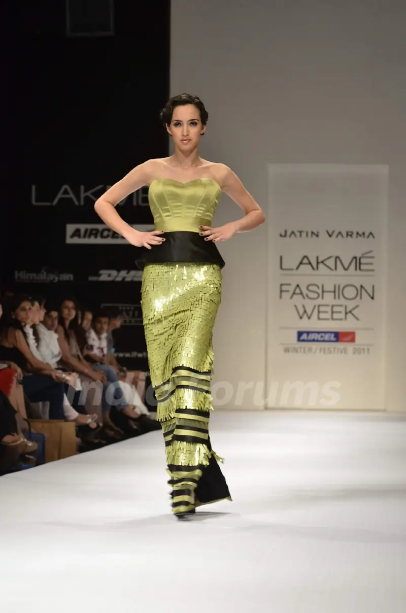 Model display the designer Jatin Varma's collection during the first day of Lakme fashion week winter/festive 2011, in Mumbai. .