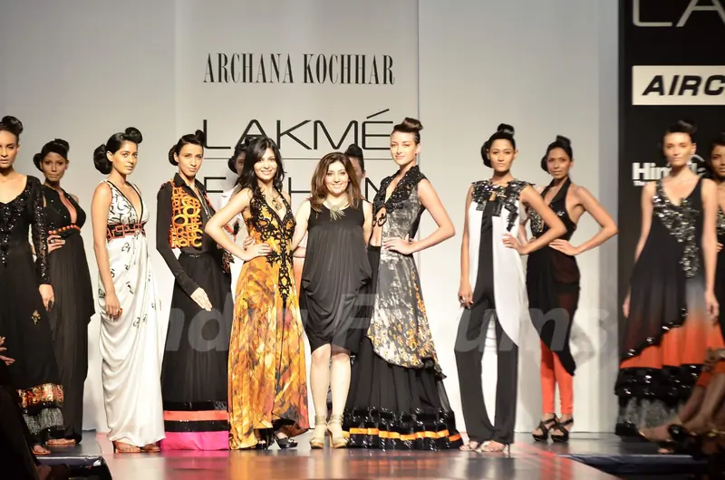Models display the designer Archana Kochhar's collection during the first day of Lakme fashion week winter/festive 2011, in Mumbai. .