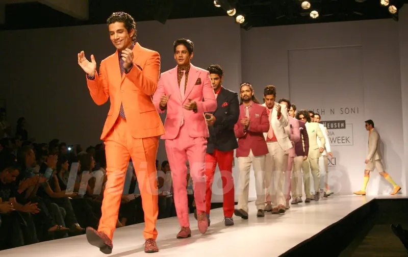 Models showcasing designer Ashish N Soni's creation at the Van Heusen India Mens Week 2011,in New Delhi on Saturday. .