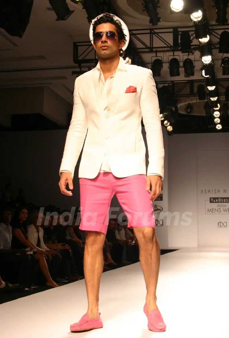 A model showcasing designer Ashish N Soni's creation at the Van Heusen India Mens Week 2011,in New Delhi on Saturday. .