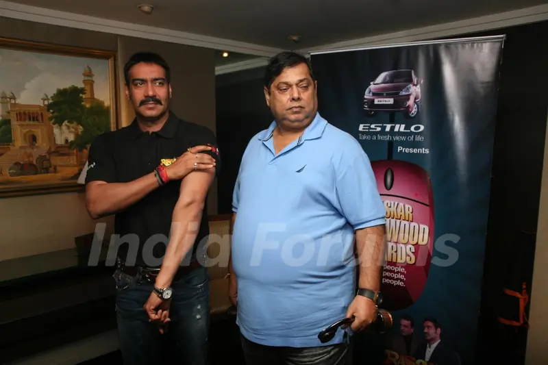 Ajay Devgn and David Dhawan at Film 'Rascals' music launch at Hotel Leela in Mumbai