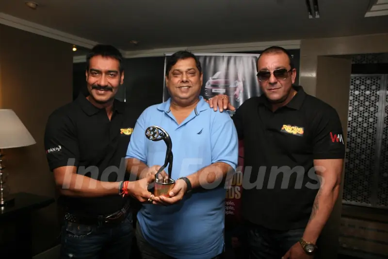 Ajay Devgn, Sanjay Dutt and David Dhawan at Film 'Rascals' unveil the Bhaskar Bollywood Awards