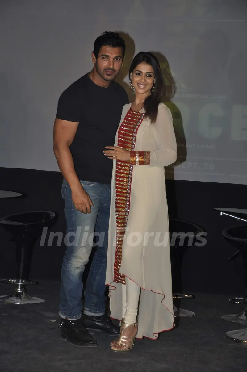 John Abraham and Genelia promote their film Force in Mehboob, Mumbai