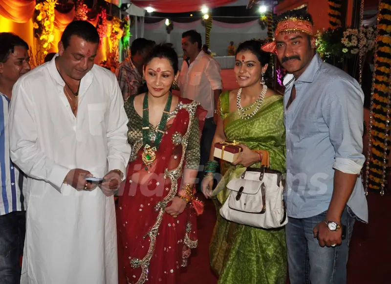 Kajol and Ajay Devgn grace Sanjay Dutt's Mata Ki Chowki in Bandra