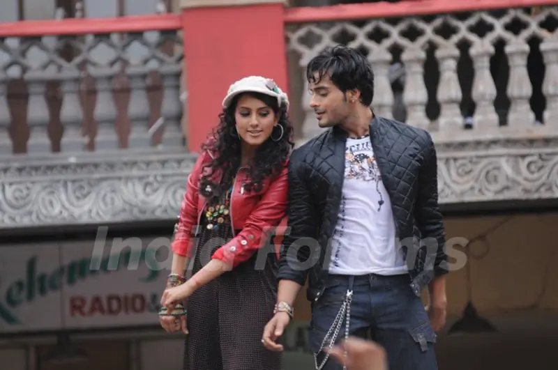 Additi Gupta and Angad Hasija during the shooting of Zara Nachke Dikha