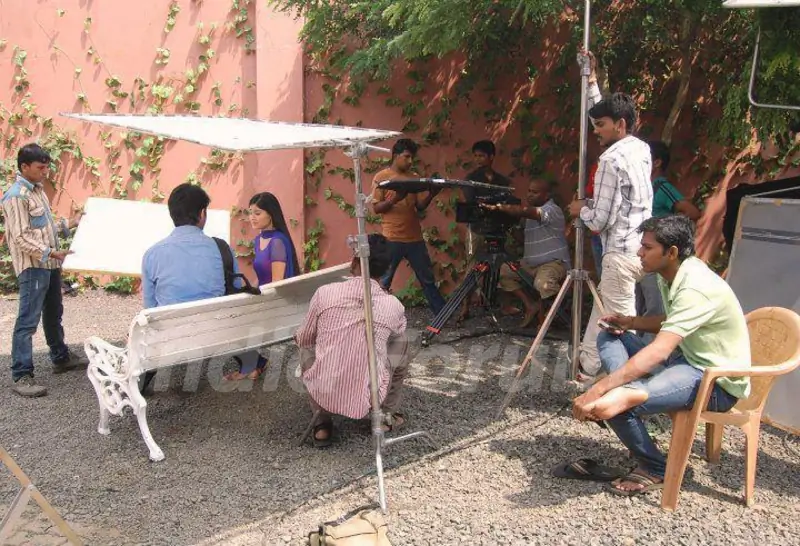 Soumya Seth and Shaheer Sheikh on the sets of Navya