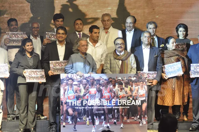 John, Rahul Bose, Dalip and Gul poses during the launch of book ‘The Possible Dream’ in Mumbai