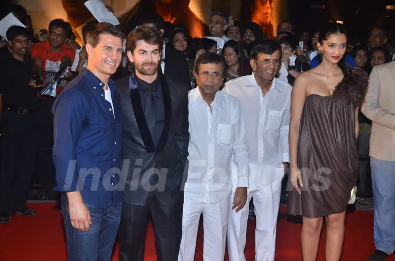 Tom Cruise, Sonam, Neil Nitin with Producers Mastan and Abbas at Mission Impossible premiere at IMAX