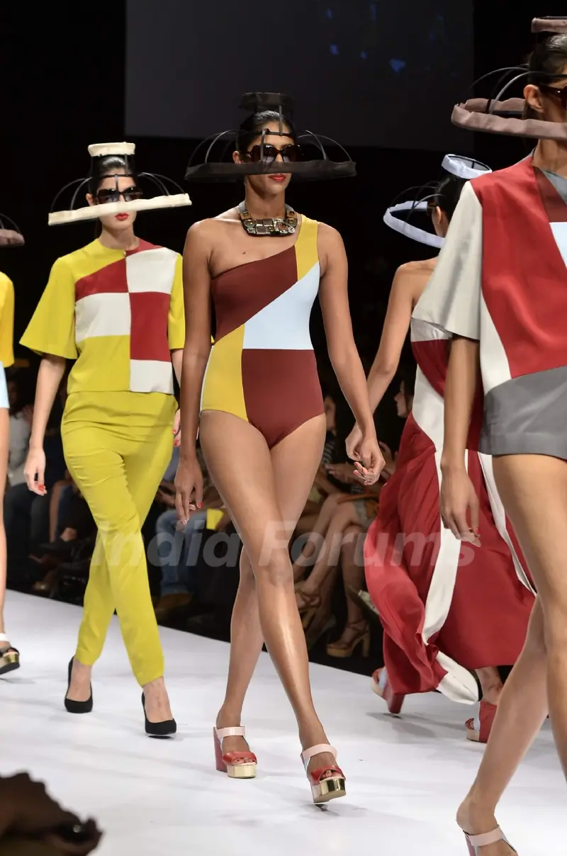 Model walk the ramp for Masaba Shivan Naresh show at Lakme Fashion Week day 1 at Grand Hyatt in Mumbai. .