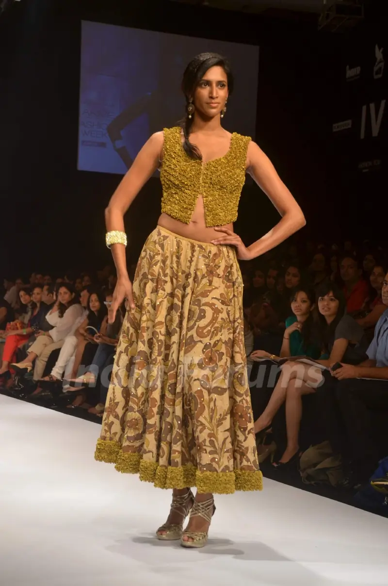 Model on the ramp for designer Shashikant Naidu on Lakme Fashion Week day 3 in Mumbai.