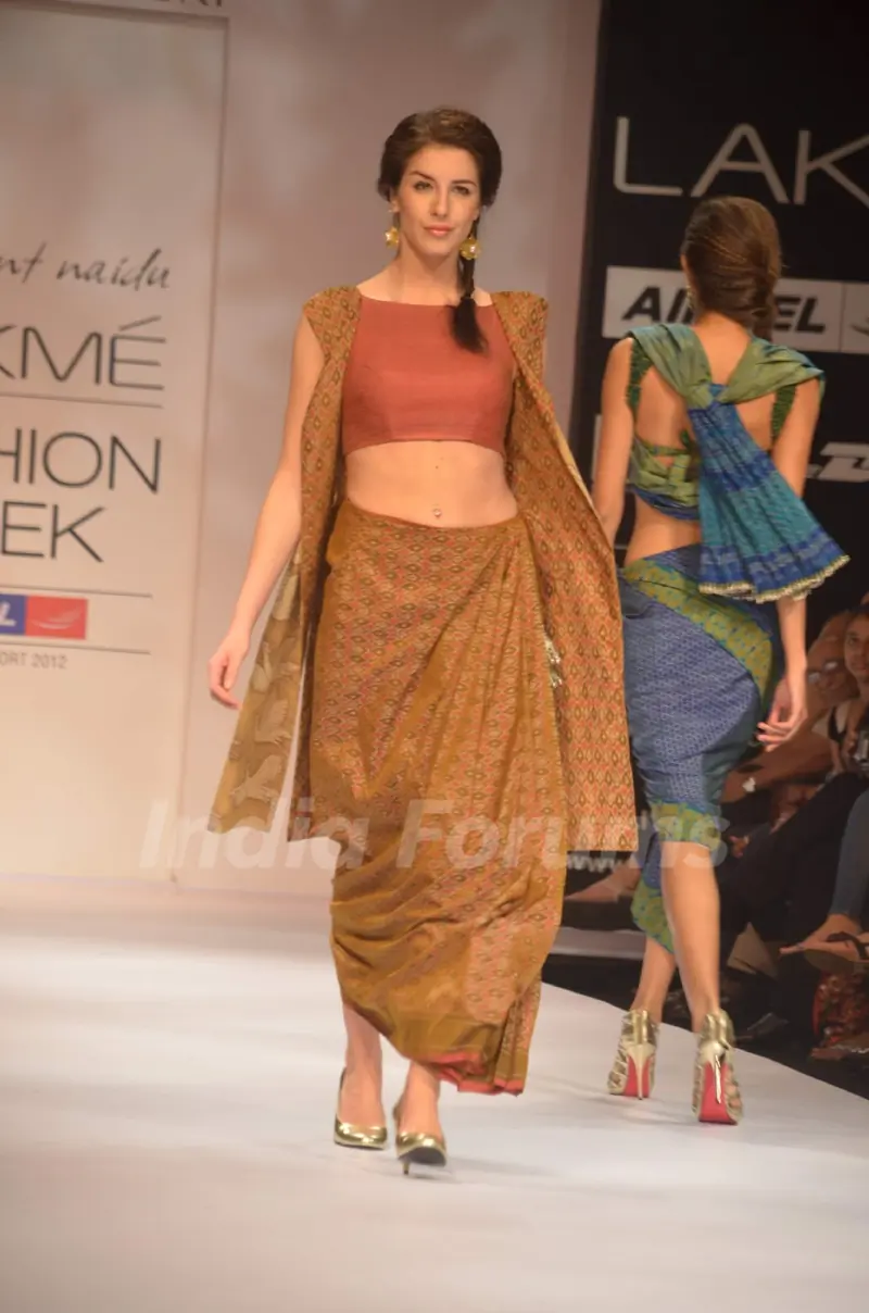 Model on the ramp for designer Shashikant Naidu on Lakme Fashion Week day 3 in Mumbai.