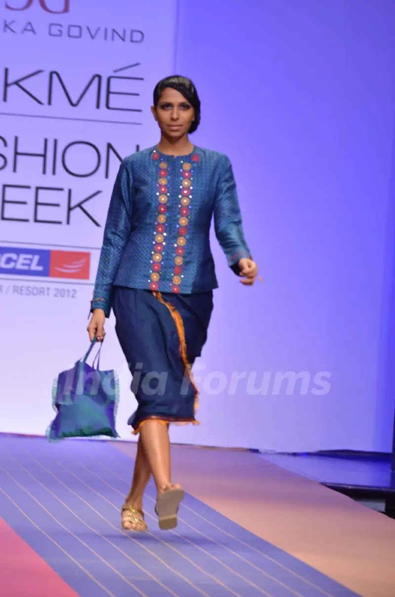 Model on the ramp for designer Deepika Govind on Lakme Fashion Week day 3 in Mumbai. .