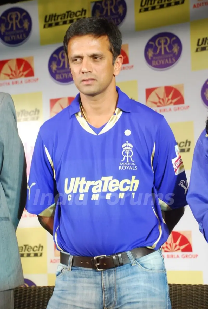 Shilpa Shetty and Rahul Dravid during the unveiling of the Rajasthan Royals Jersey at JW Marriott Hotel in Mumbai
