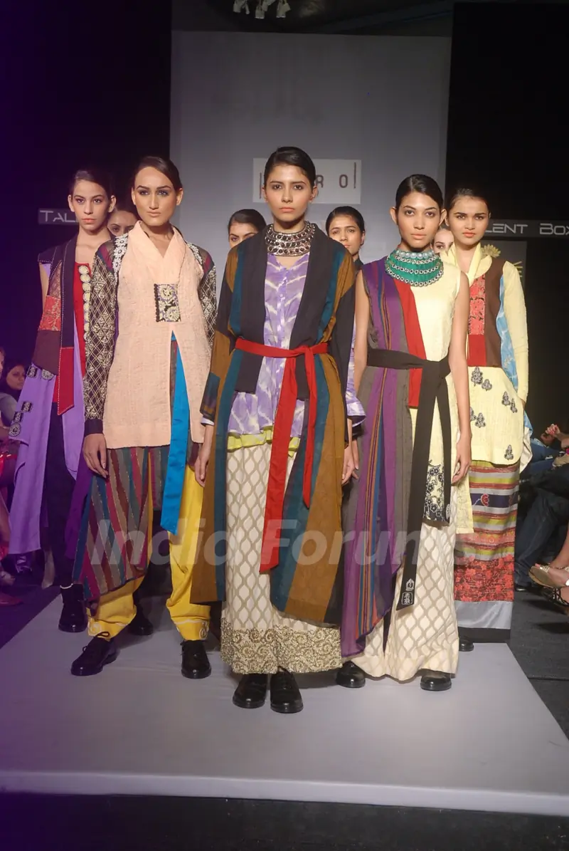 Model on the ramp for designer Garo on Lakme Fashion Week day 5 in Mumbai. .