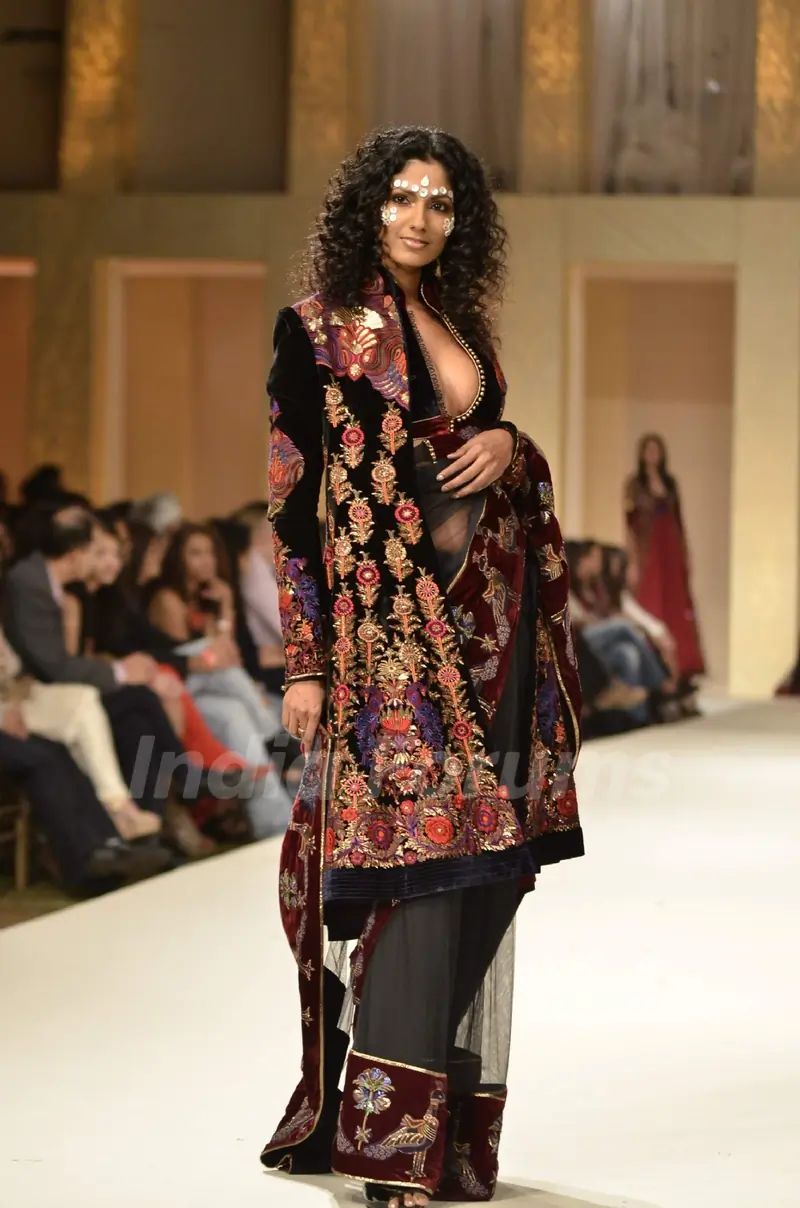 Model on the ramp for designer Rohit Bal on Lakme Fashion Week day 5 in Mumbai. .