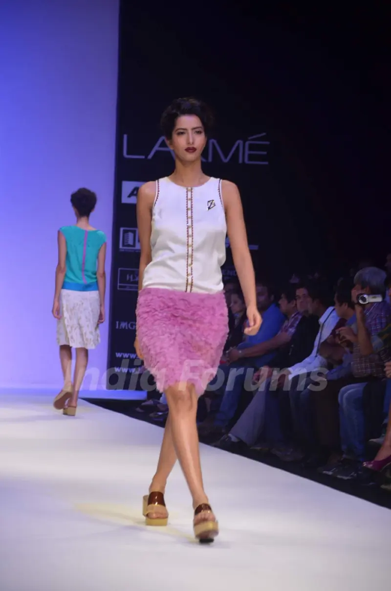 Model on the ramp for designer Sougat Paul on Lakme Fashion Week day 5 in Mumbai. .