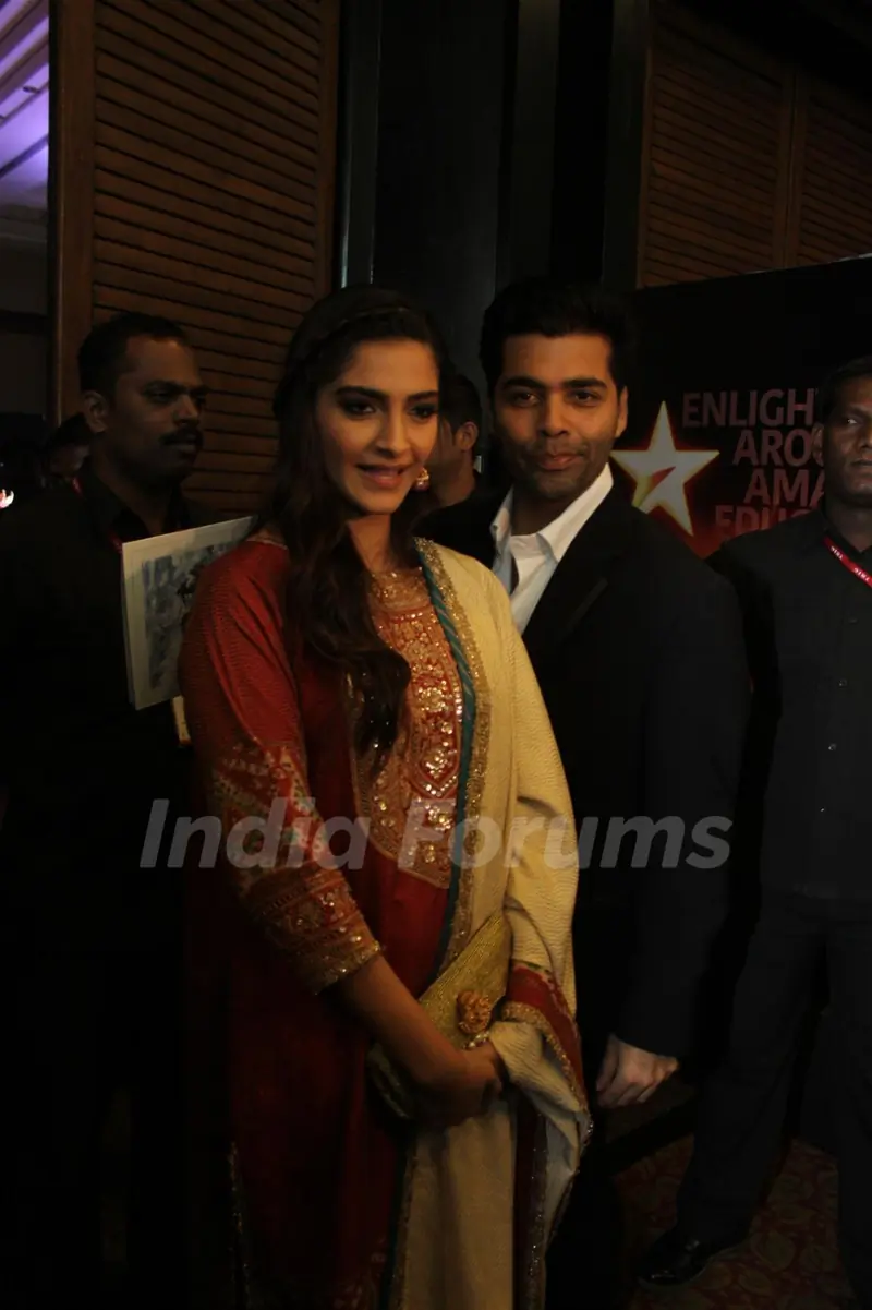 Sonam Kapoor and Karan Johar at the inaugural session of FICCI Frames 2012