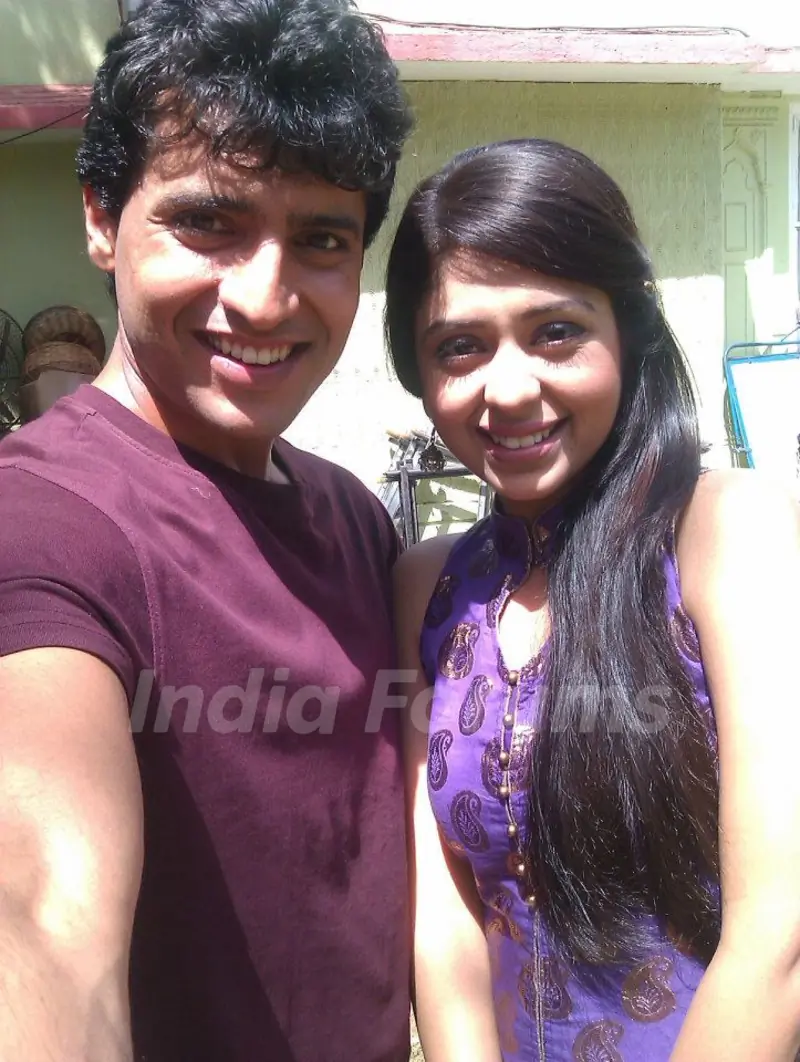 Neha Sargam and Sattyam Seth on sets of Haar Jeet