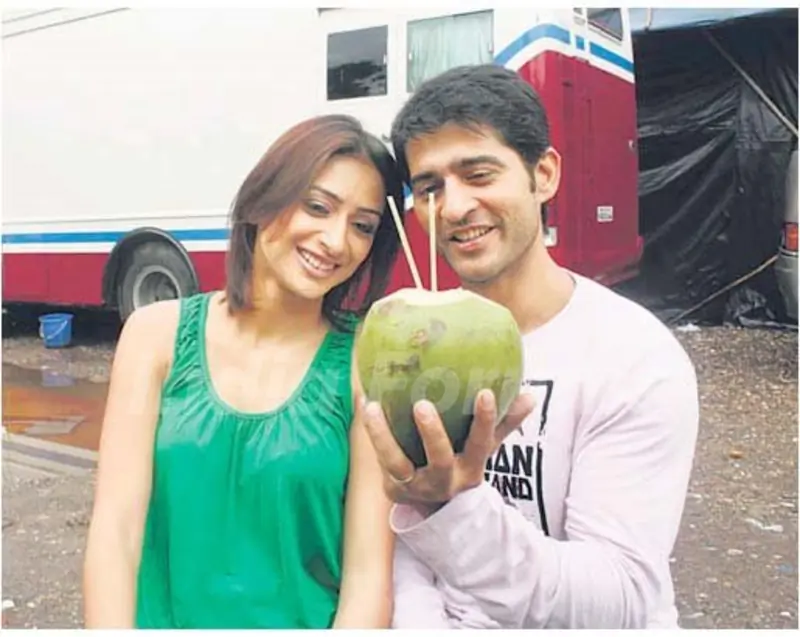 Gauri Hiten drinking Coconut Water