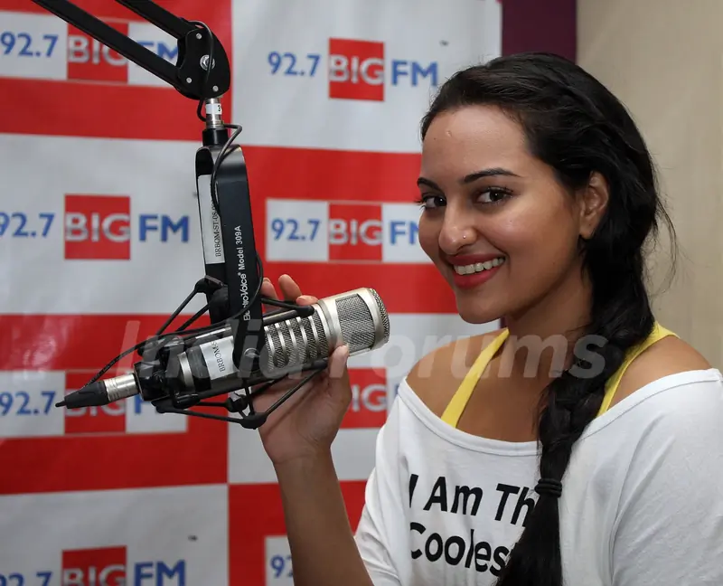 Sonakshi Sinha promotes film ROWDY RATHORE at 92.7 BIG FM Studios