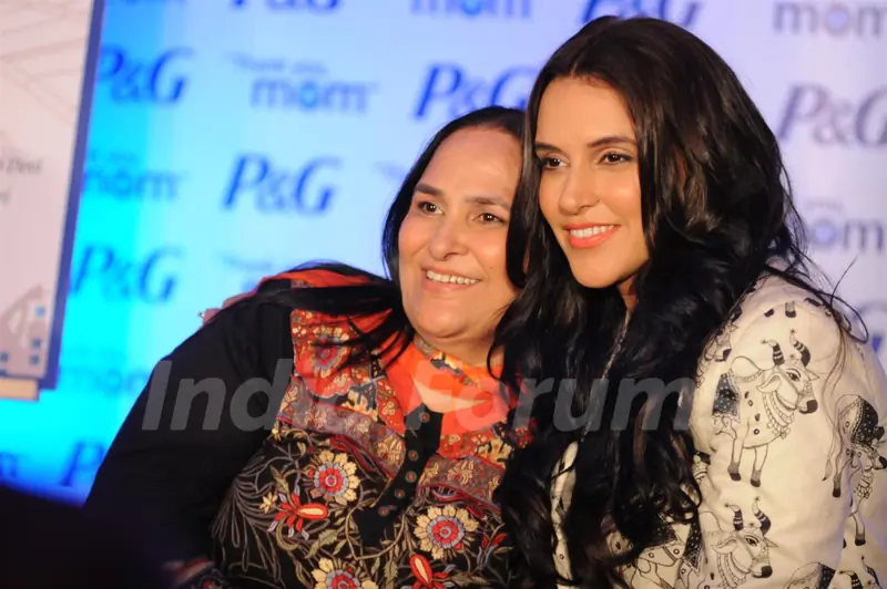 Neha Dhupia with mother at P&G event