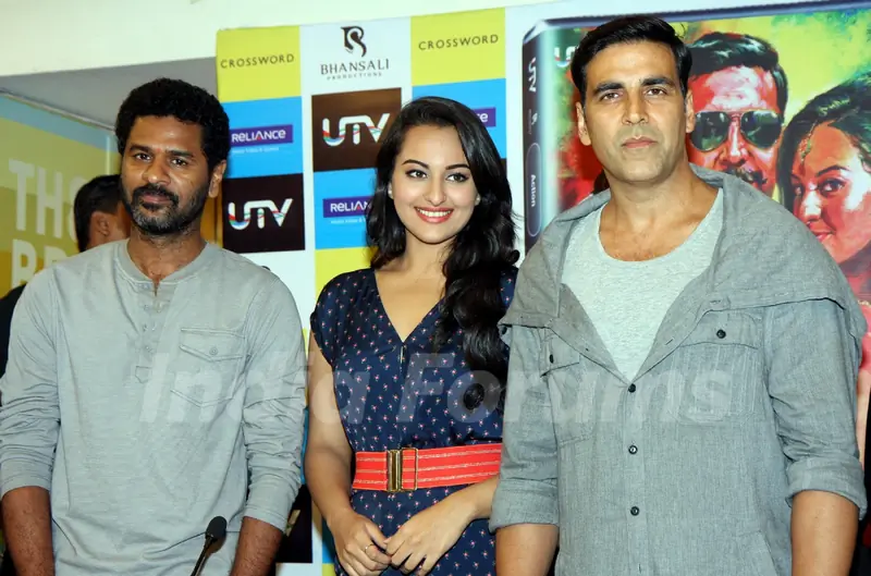 Prabhu Deva, Sonakshi Sinha and Akshay Kumar at DVD launch of 'Rowdy Rathore'