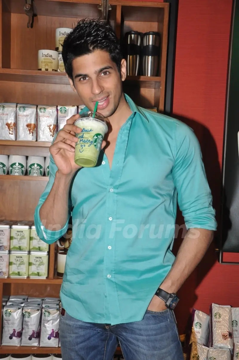 Siddharth Malhotra at Starbucks in Mumbai.