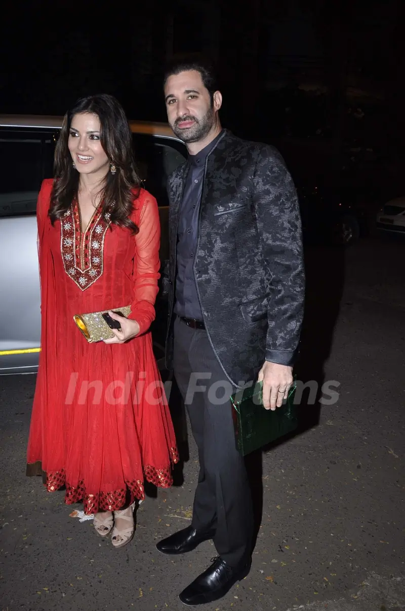 Sunny Leone and husband Daniel Weber at Ekta Kapoor's Diwali bash.