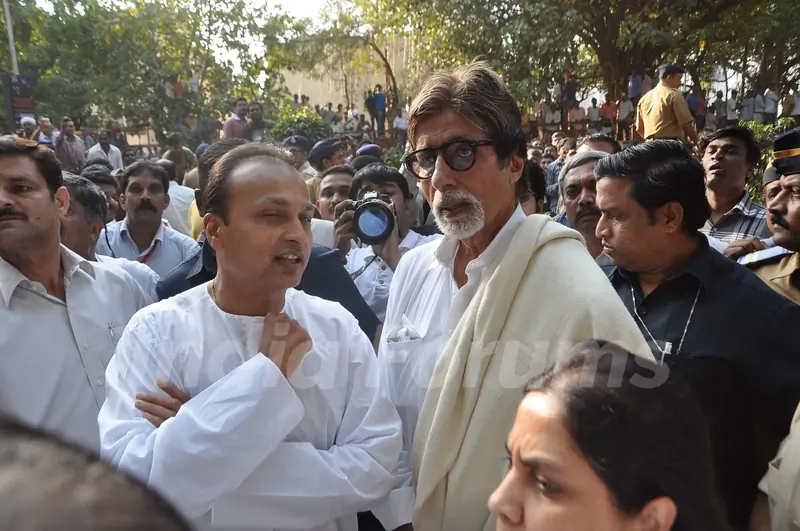 Anil Ambani, Amitabh Bachchan at funeral of Shiv Sena Supreme Balasaheb Thackeray at Shivaji Park in Mumbai.
