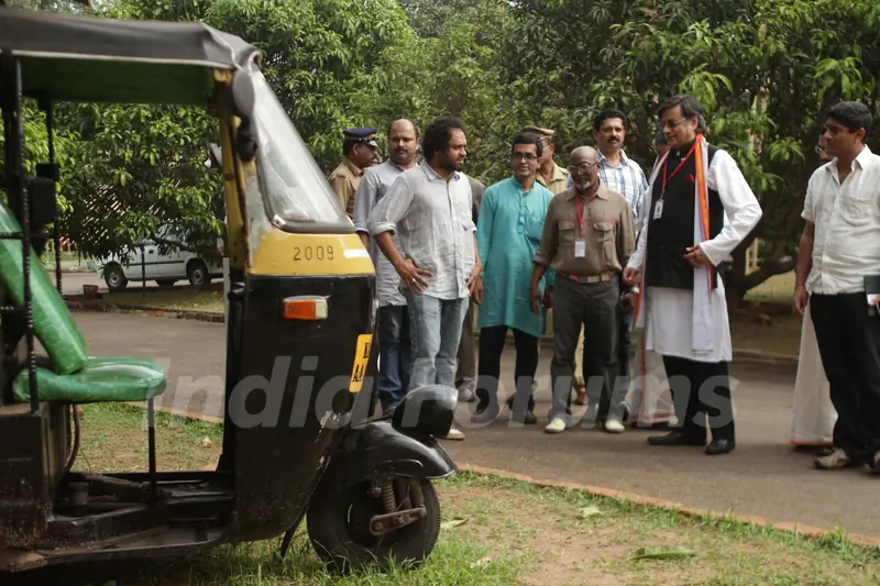 Union Minister of State for Human Resources Development Shashi Tharoor near Giuseppe Stampone installation said an international art event like the Kochi-Muziris Biennale gains immense relevance and prominence in present times that is marked by ...