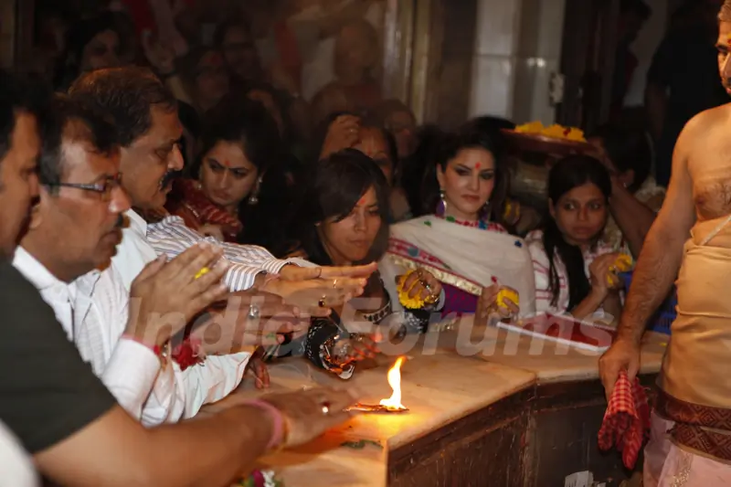 Ekta Kapoor and Sunny Leone at the Siddhivinayak temple